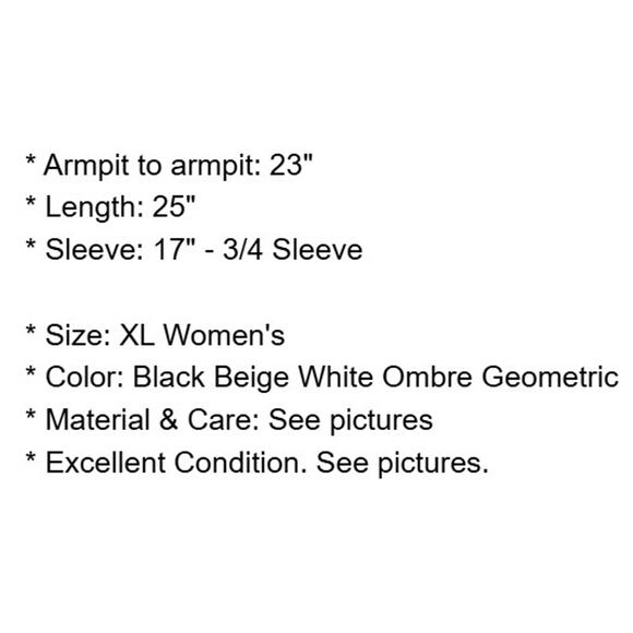 Clara Sun Woo Top Womens XL Beige Ivory Black Stretch Knit Ombre Blouse - Picture 4 of 13